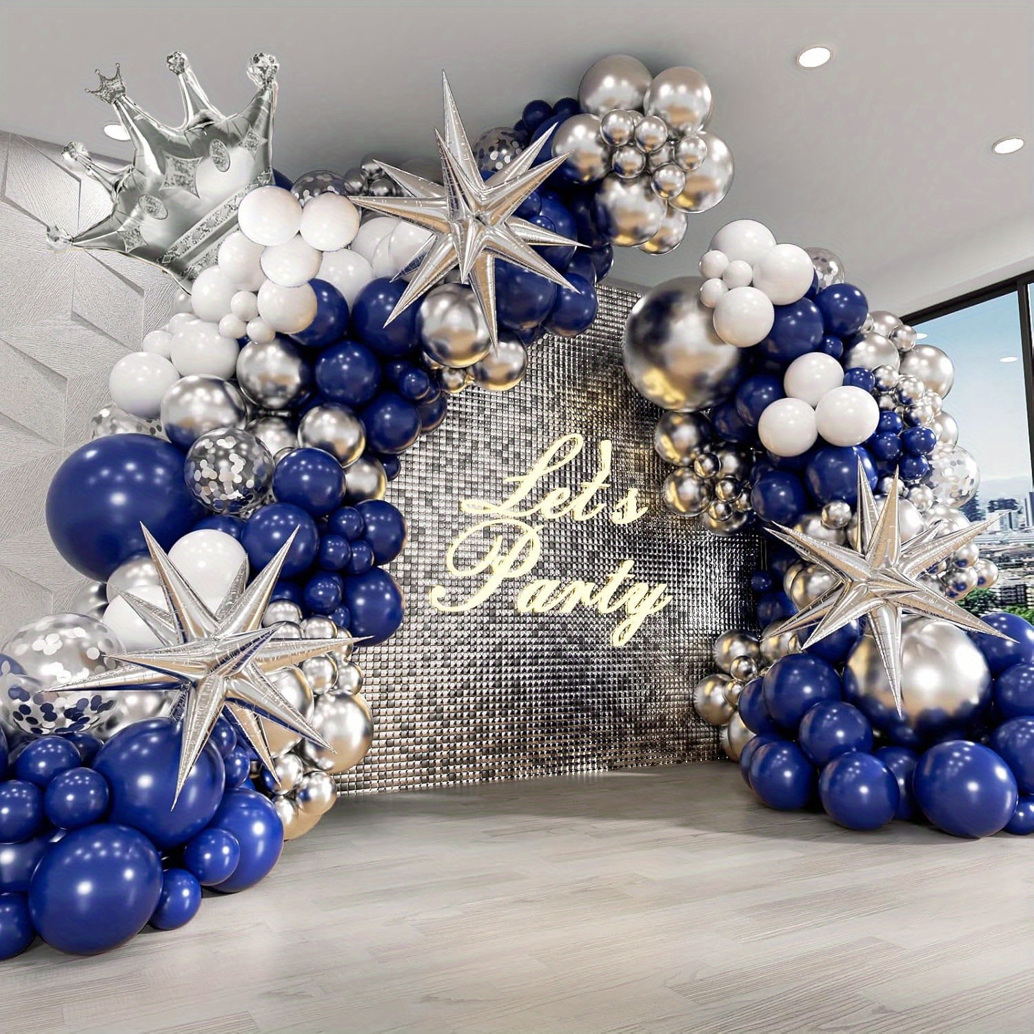 Balloon Pump 136pcs Space Baby Balloon Garland Kit Navy Blue