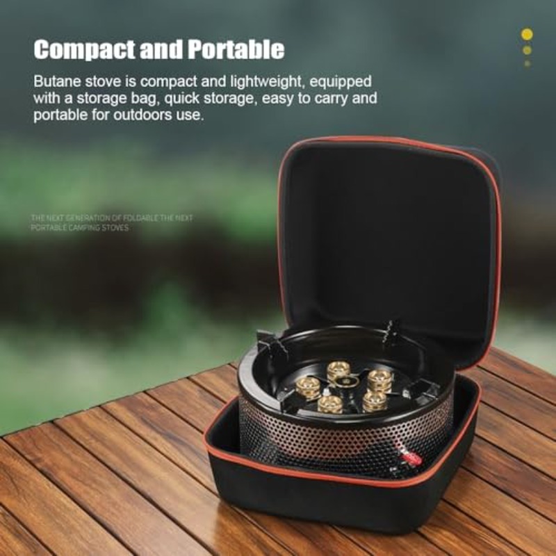 portable 6 propane camping stove heavy duty outdoor gas with windproof carry bag wind resistant operation no spirit required for cookouts boiling frying Product details 5