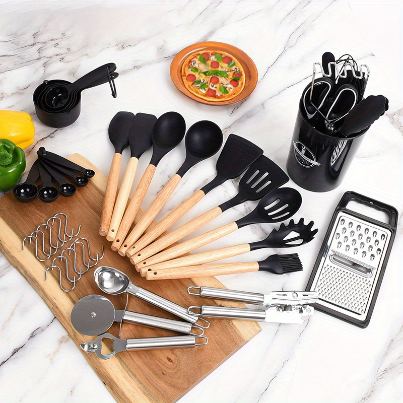 44/ 37pcs Kitchen Cooking Tool Set- 44/ 37pcs Are Super Cost-Effective, Complete, High Temperature Resistant, Non-Stick, Dishwasher Safe, Selected Kitchen Tools, Suitable For Kitchen Enthusiasts And Beginners Best Gifts For Thanksgiving And Christma
