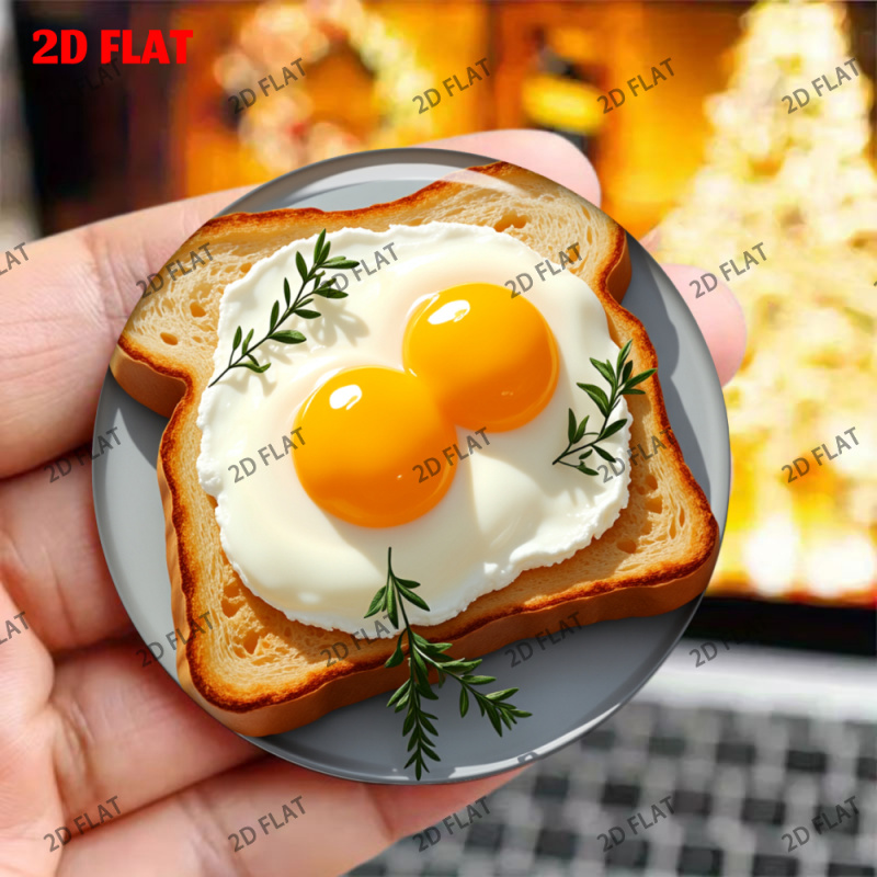 TEMU 2d Flat Printing - 1pc 2d Vanilla Pattern - Round Acrylic Durable Magnetic Sticker, High-quality Printing, Suitable For Refrigerator, Writing