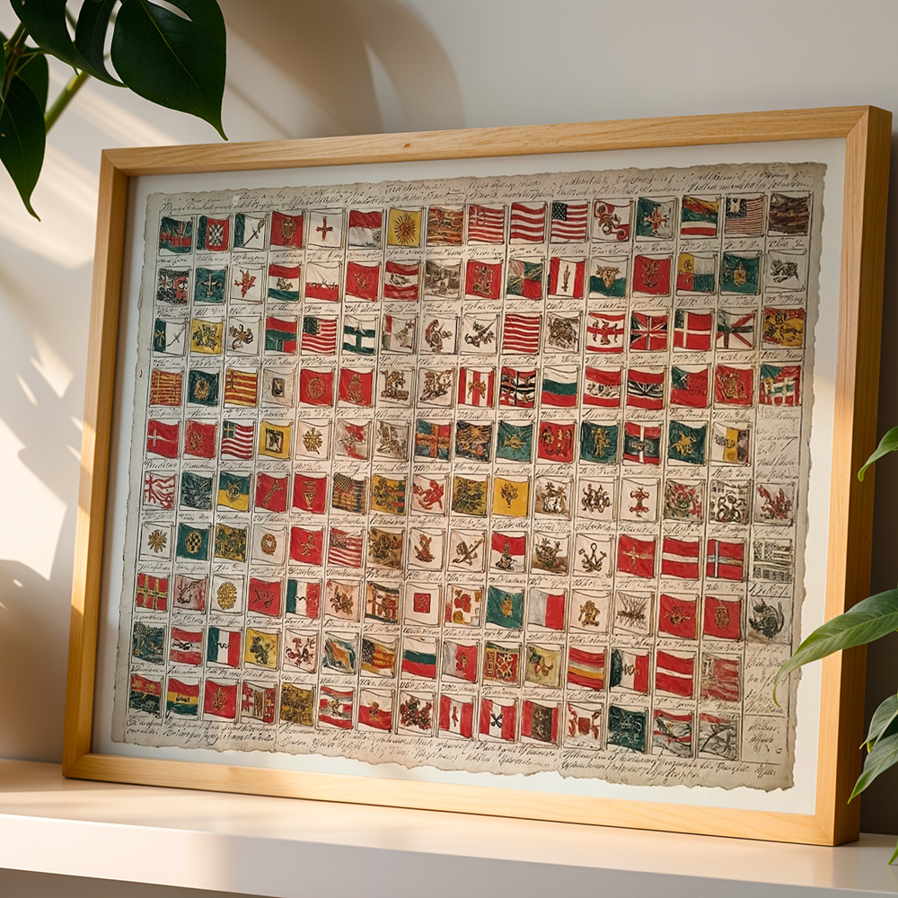 TEMU 2d Flat, Vintage Style Flags Posters International Flags Canvas Prints World Flags Wall Decor Canvas Art Print For Living Room Bedroom Office