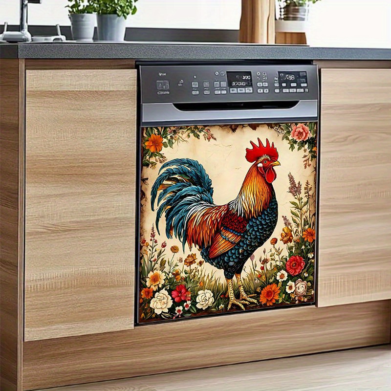 TEMU 2d Flat Pattern Sticker Rooster And | Suitable For Home Dishwasher, Surface Washing Machine, Surface Refrigerator, Cabinet, Room, Door Bedroom,