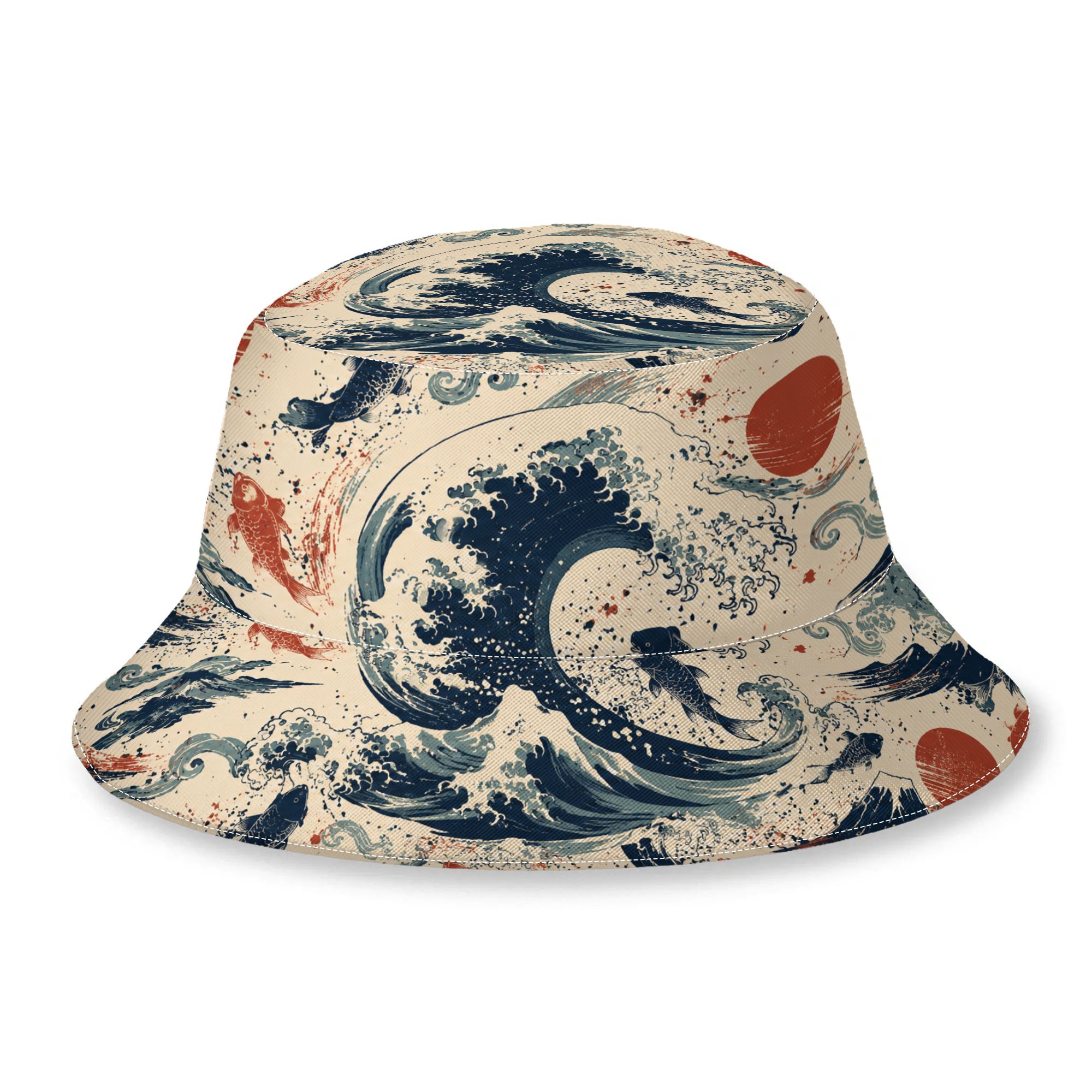TEMU 1pc Japanese Art Japan Aesthetic Printed Bucket Hat, Unisex Outdoor Casual Full Print Bucket Hat, Suitable For Parties , Summer Beach Casual Hat