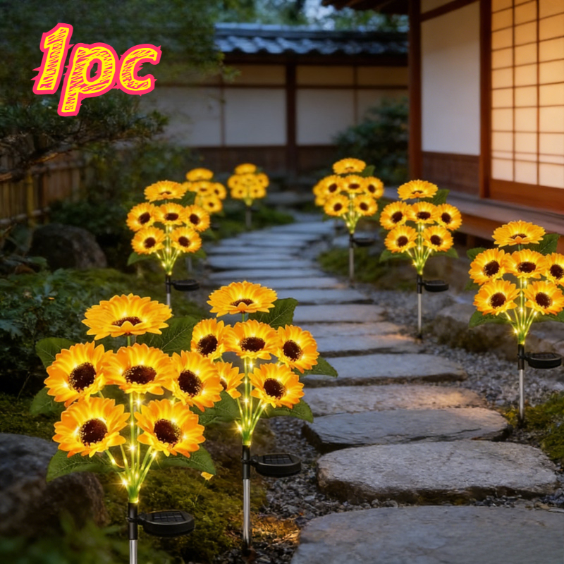 E-shop Neue verbesserte Solar-Sonnenblumenleuchte, Außendekoration, 6 Sonnenblumen-Blütenköpfe, Solar-Blumenleuchte, Solar-Hofleuchte, schaltet sich