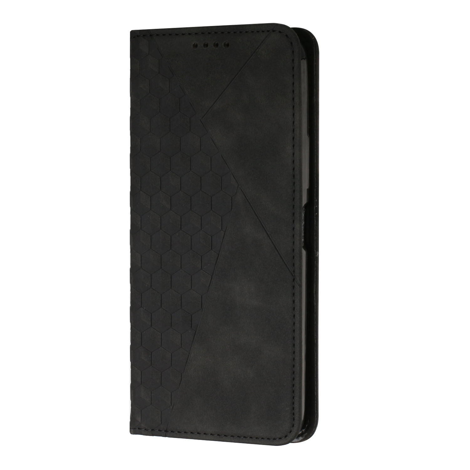 TEMU Phone Case: Black Tactile Diamond-pattern Stylish New Synthetic Leather Flip Phone Case With High-quality Texture, Unisex Design Suitable For