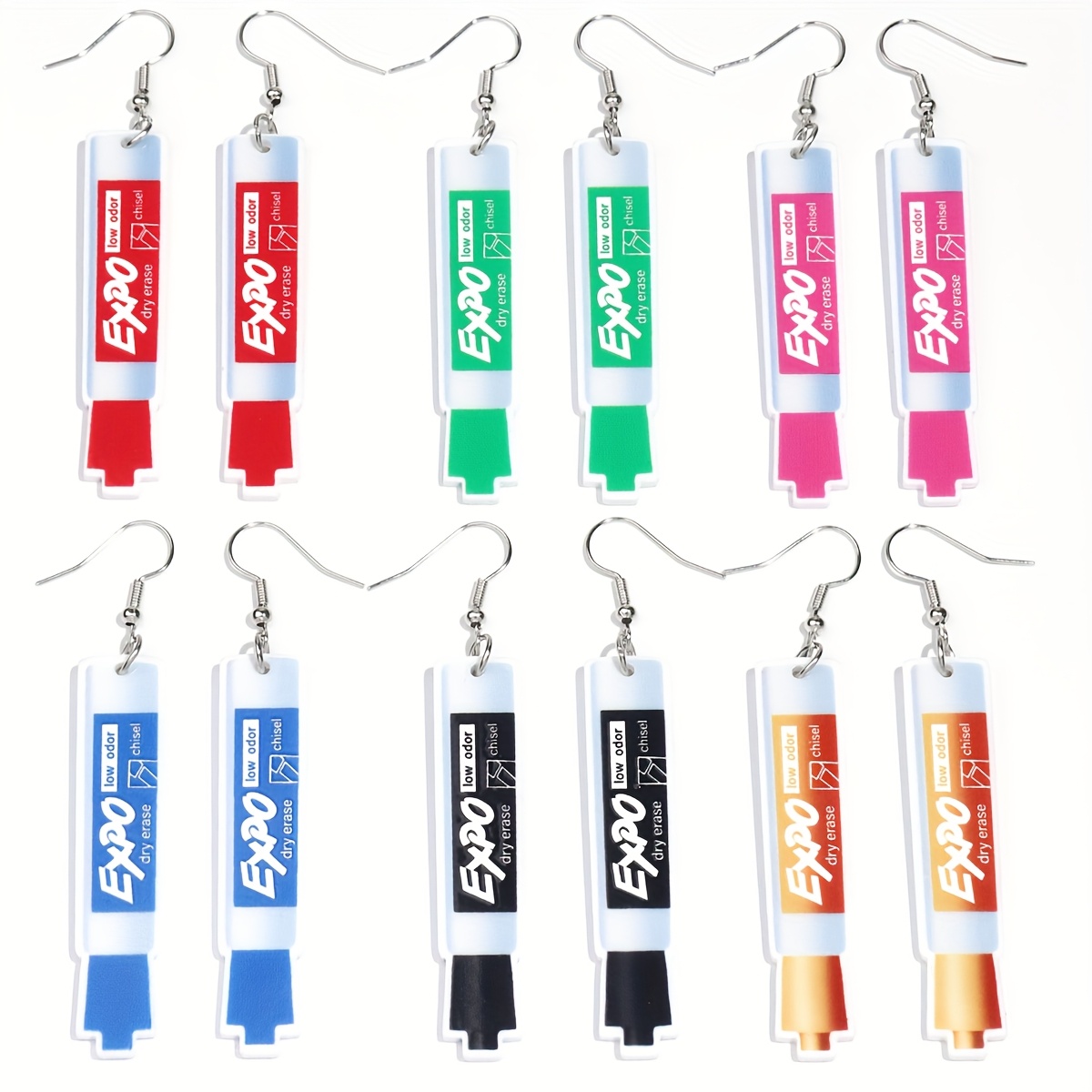 TEMU 6 Pairs Women Fashion Dangle Earrings, Creative Colorful Acrylic Earrings With Stainless Steel Hooks, Great For Casual Wear, Party And Back To