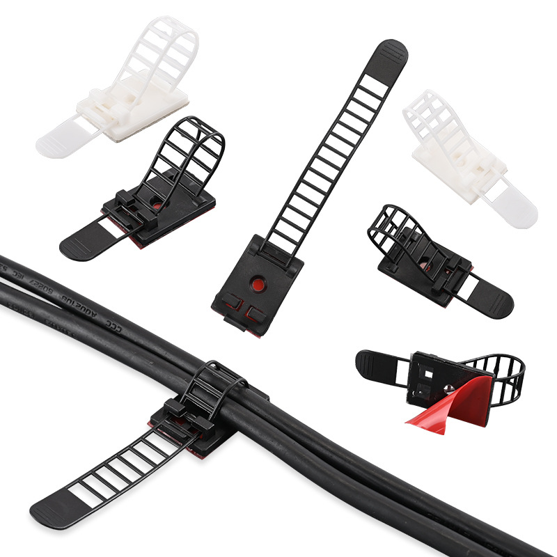 12pcs Adjustable Self-Adhesive Wiring Clips for Cable Management