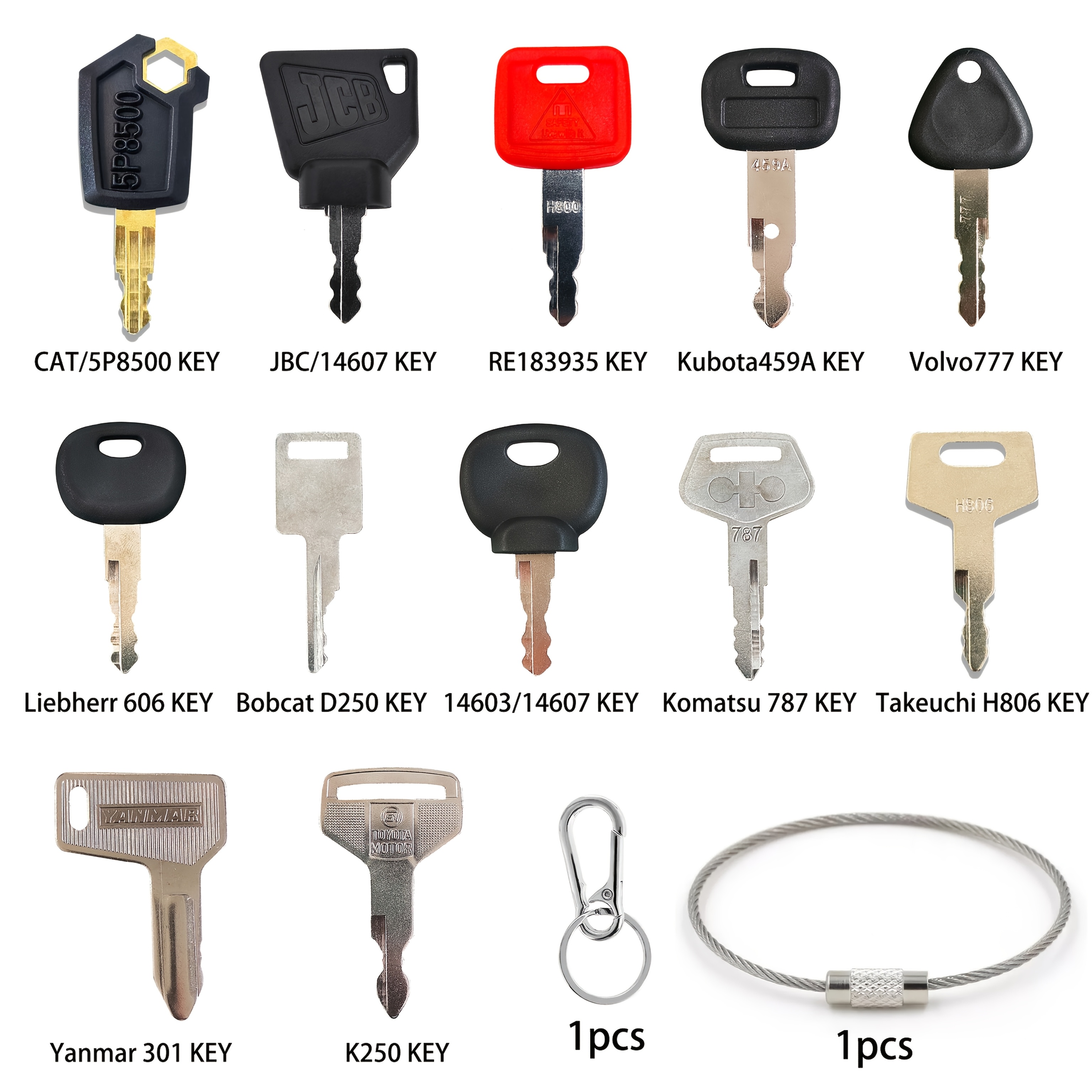 14pcs Construction Machinery Parts Key Set