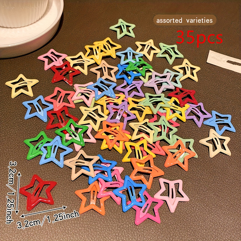 35pcs Random Color Star Hair Clips Set