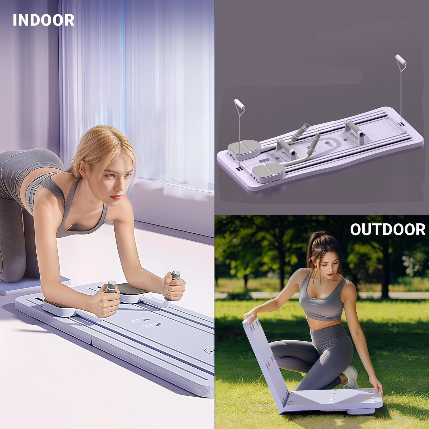 13-Scene Foldable Home Gym Board with Resistance Bands, 3-in-1 Core Strength & Waist Slimming Workout Set in 3 Colors – Full Body Toning Exercise Equipment