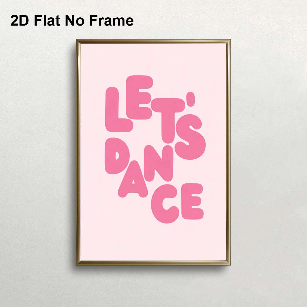 TEMU 2D Plat, 2D Plat, Frameloze 2D Plat Canvas Poster met Levendige Roze Letters en de Zin DANCE. Dit Moderne Typografie Ontwerp Fungeert als een