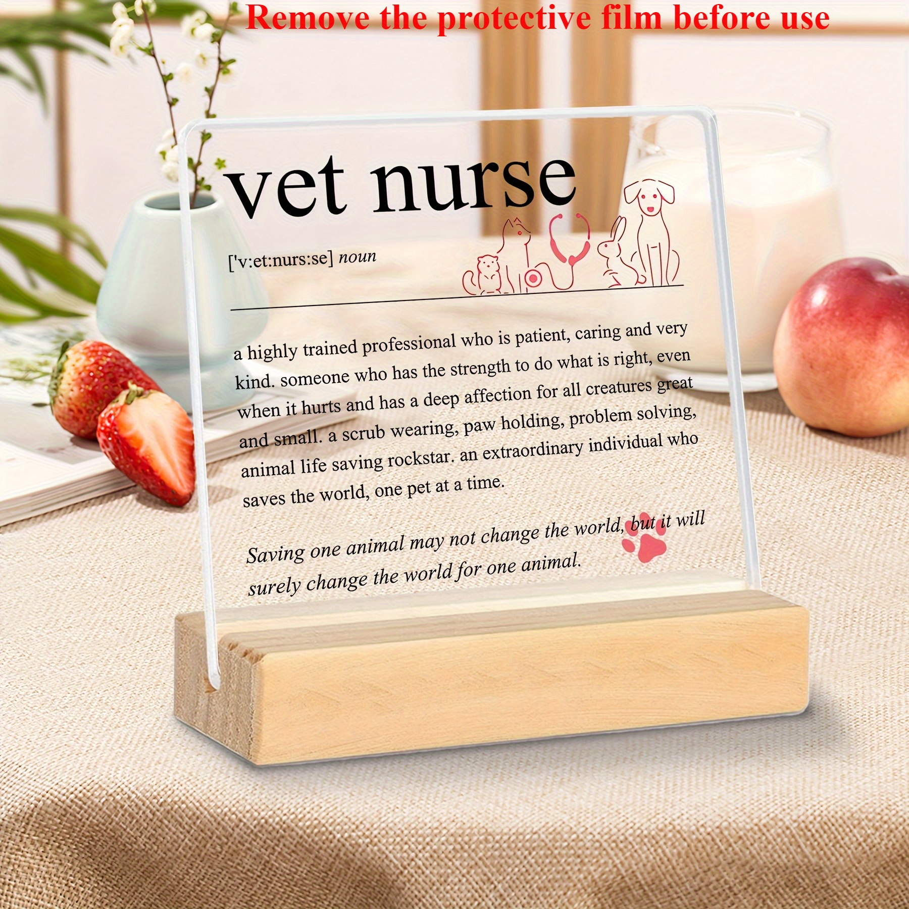 TEMU 2d Flat Printing, 1pc Veterinary Nurse Acrylic Plaque - Thank You Message For Graduates, Professionals, And Appreciation Gifts, Ideal For Decor,