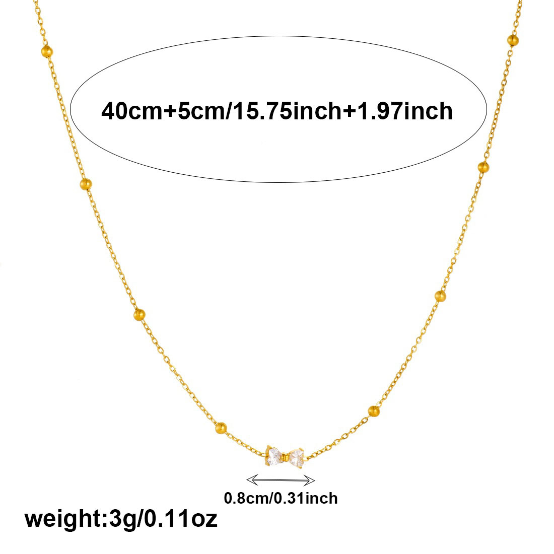 Women's Elegant Stainless Steel Bow Necklace, Gift for Her