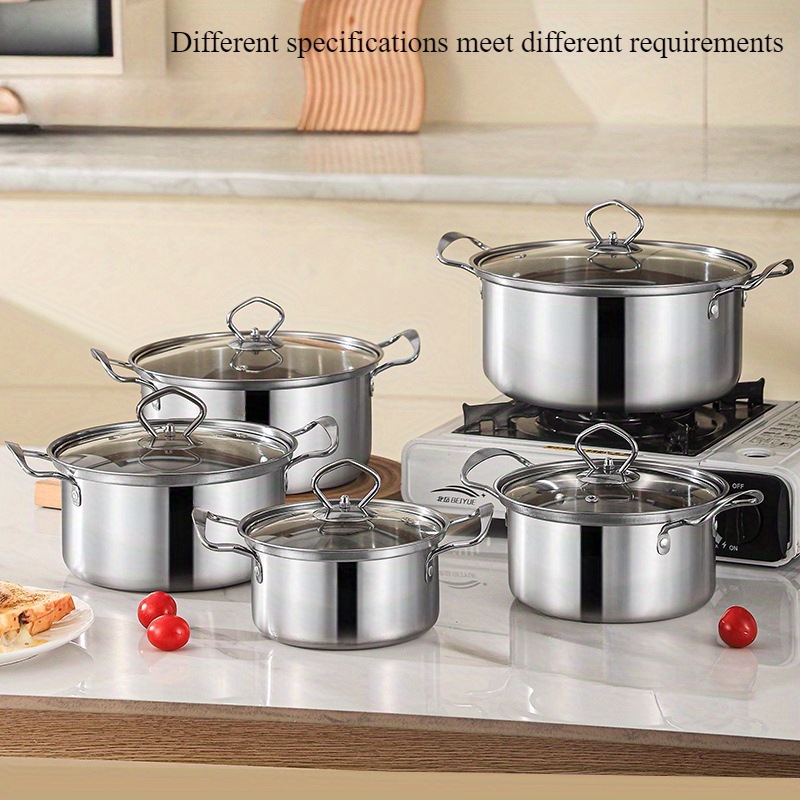 12pcs high quality 400 stainless steel pot set practical pot set household pot set thickened   pot set induction cookers and gas stoves   used details 2