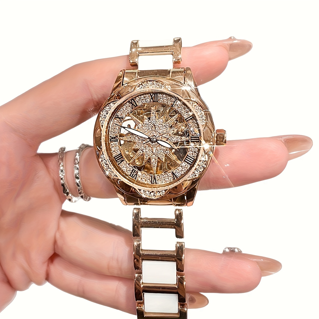 TEMU Elegant And Fashionable Women's Watches, Niche Trendy Sunflower Mechanical Watches, Suitable For Daily Wear And Accessory
