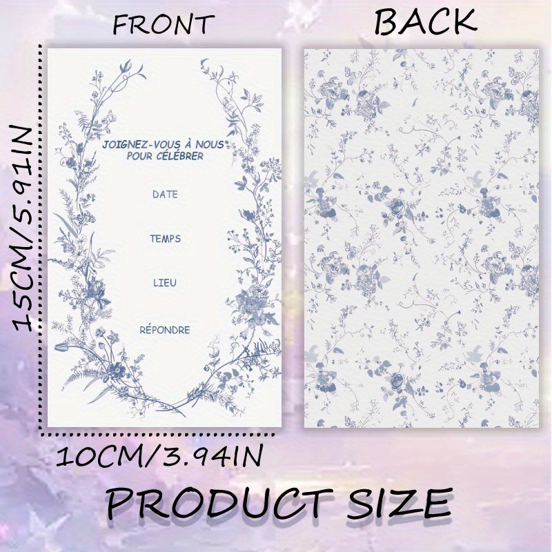 TEMU 20 cartes d'invitation à floraux variés, cartes ( enveloppes), cartes vierges pour , thés de fiançailles, baby showers et toutes occasions