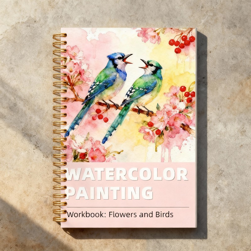 E-shop 1 Aquarellmalbuch für Anfänger mit Vogelmotiven, Arbeitsbuch für Vogel-Kombinationen, 34 Seiten, 16 Illustrationen,