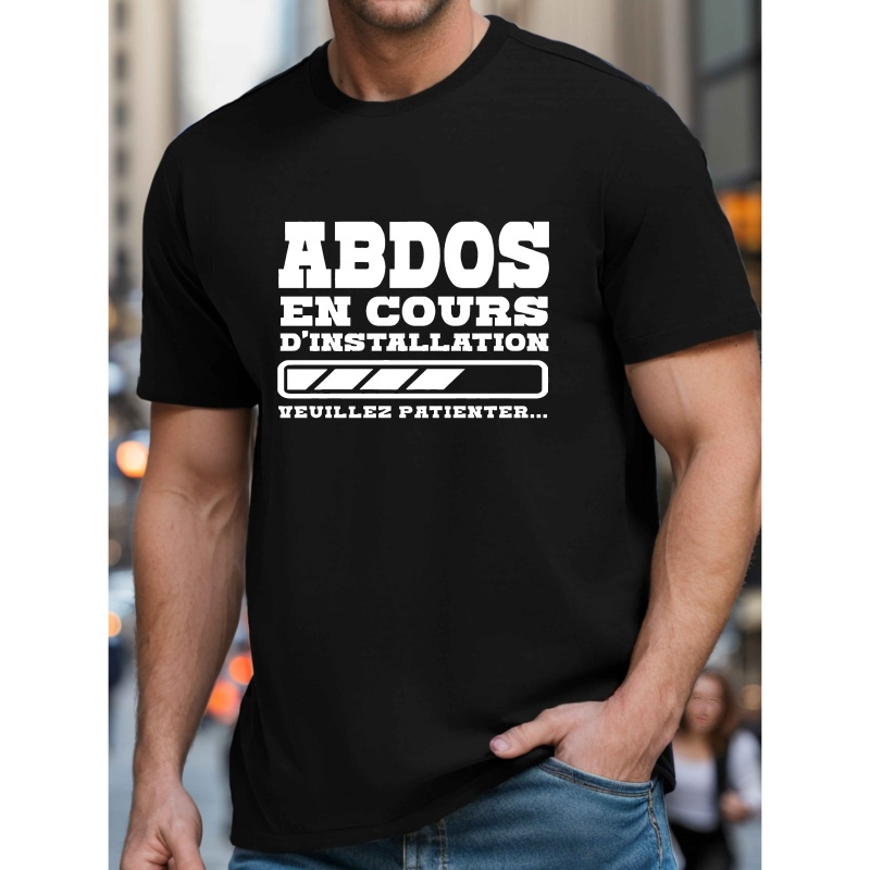 

T-Shirt Noir Décontracté pour Homme avec Humour " EN COURS D'INSTALLATION" - Manches Courtes, Col Rond, Polyester, Lavable en Machine - pour l'Été