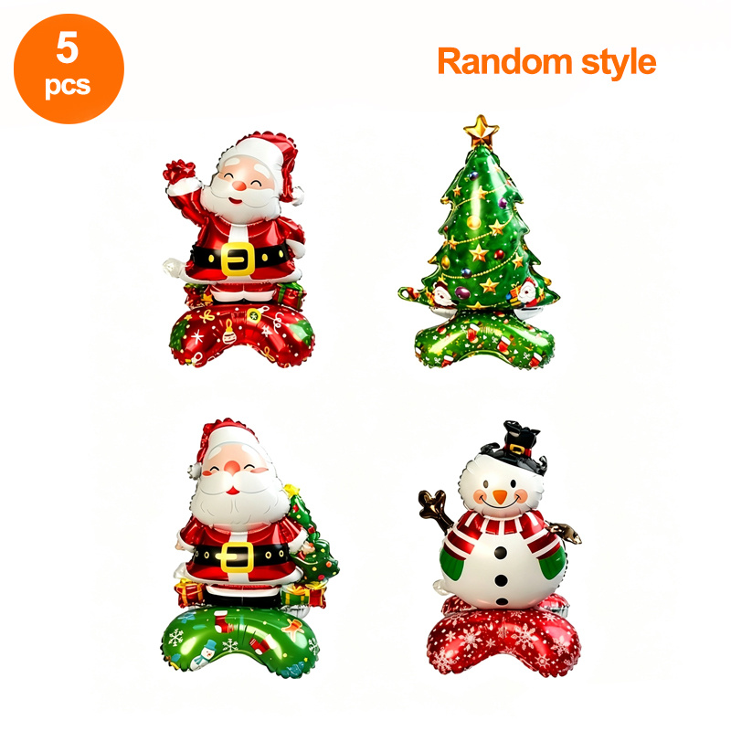 TEMU 5/8 globos de Papá Noel, globos de pie, Navidad, Decoraciones de Navidad, Decoraciones para fiestas de Navidad, Globos de Navidad, Globos para