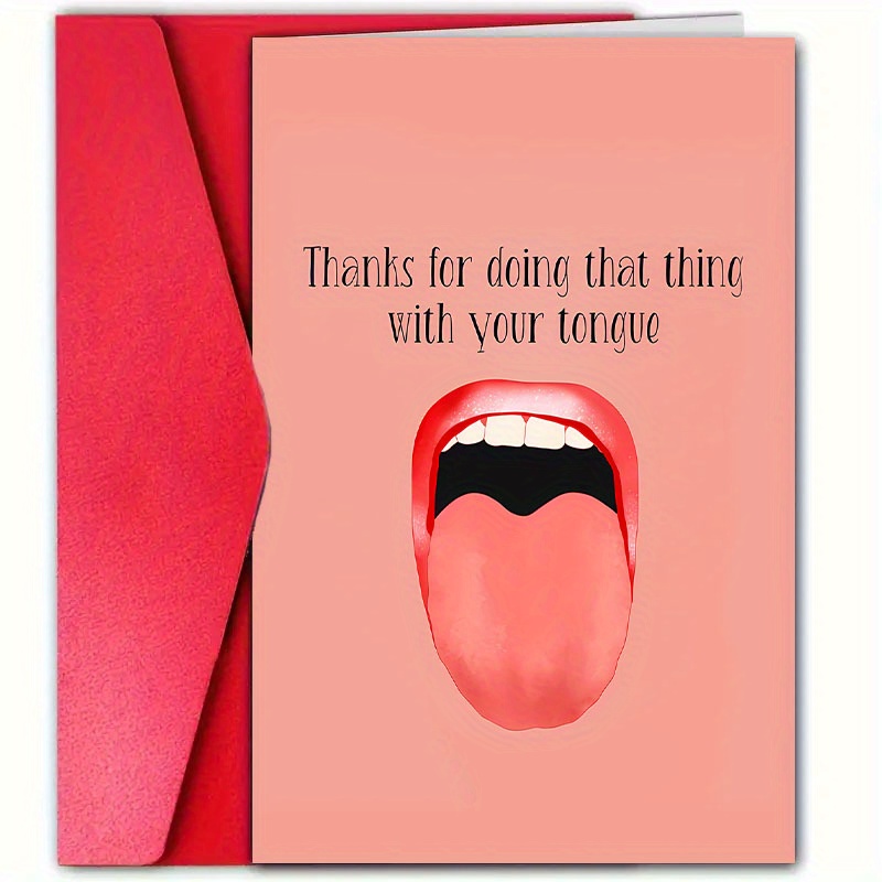 

1pc Valentine's Day Humorous Greeting Card, 12cm*18cm, Romantic With Envelope, Unique Tongue-themed Design, Partner, Husband, Wife, Boyfriend, Girlfriend, Anniversary Celebration