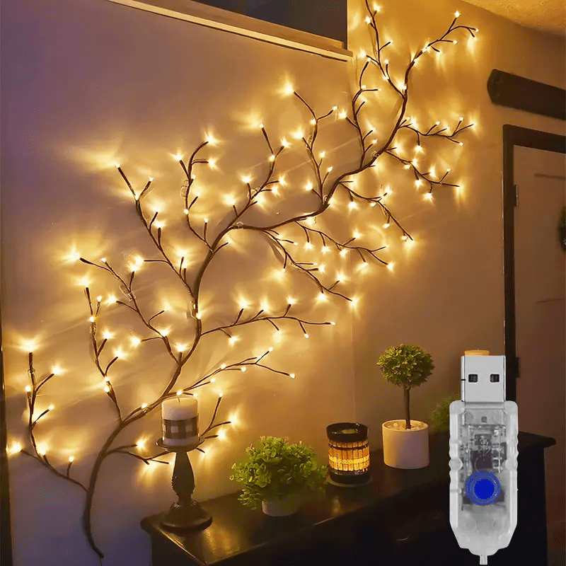 TEMU 1pc 150cm/48pcs Led Lights, Branch Shape To Suit Needs, With 8 Flash , Usb Powered, Ideal For Indoor Decoration, Suitable For Bedroom, Living