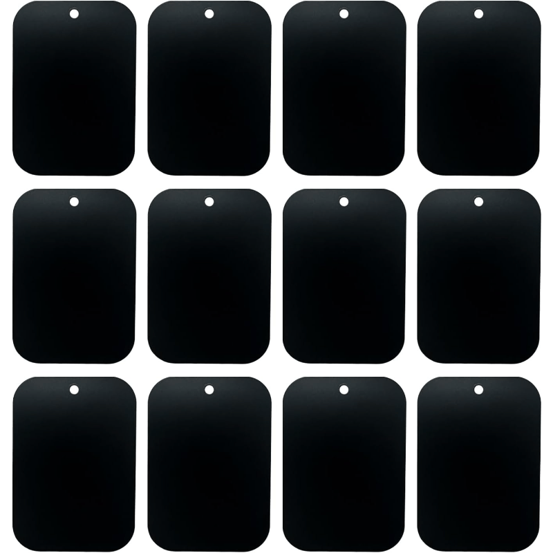 TEMU 12pcs Or 8pcs Black Rectangular Mount Metal Plate For Phone Holder With Full Adhesive For Phone Magnet Cell Phone Stand For Iphone Duo, For