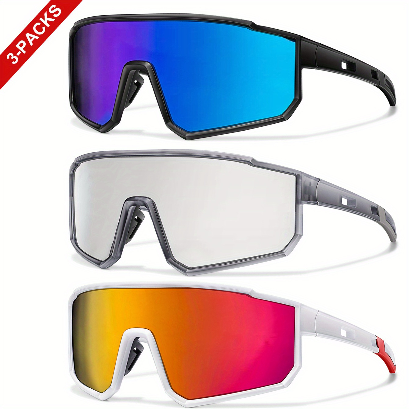 3 pairs fashion fashion glasses for men and women sports   windproof glasses for running climbing hiking cycling