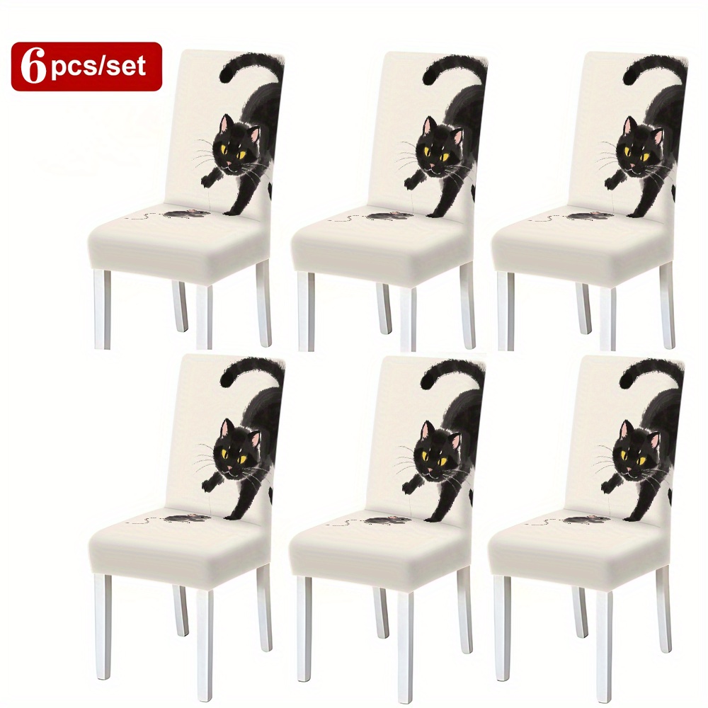 TEMU Cojín Elástico para Silla con Estampado de Dibujos Animados Lindo, Cubierta Elegante Adecuada para Todas Decoración del Hogar y Hotel, Fácil de