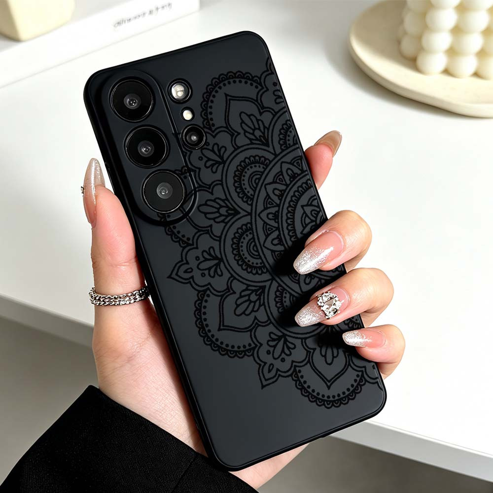 TEMU Phone Case - Black And Pattern Cover Gift 1pc Anti-drop Tpu Phone Case Suitable For For Galaxy S26 S25 S24 S23 S22 S21 S20 S10 S23  S22  S21 