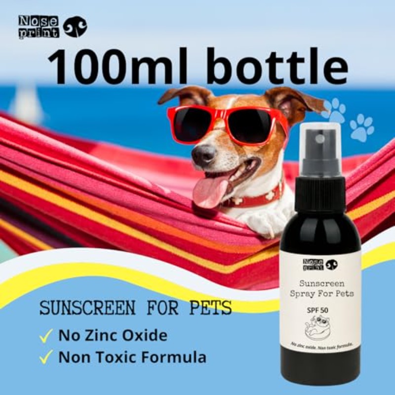 Pet Sunscreen SPF 50 Spray 100ml Dog and Cat Safe Sun Protection Water-Resistant UVA/UVB Protection Lick-Safe Hypoallergenic
