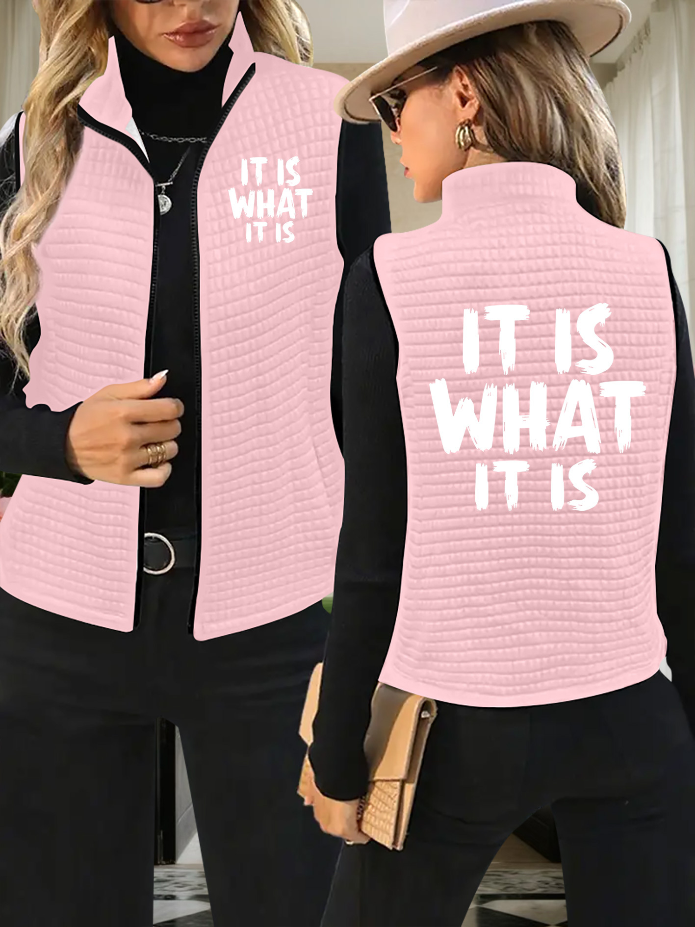 item picture letter pattern printed vest for women thick full zip winter gilet fleece lined coat machine washable fleece vest for autumn and winter casual outer layer for everyday and formal occasions geometric pattern zip vest warm fleece lining