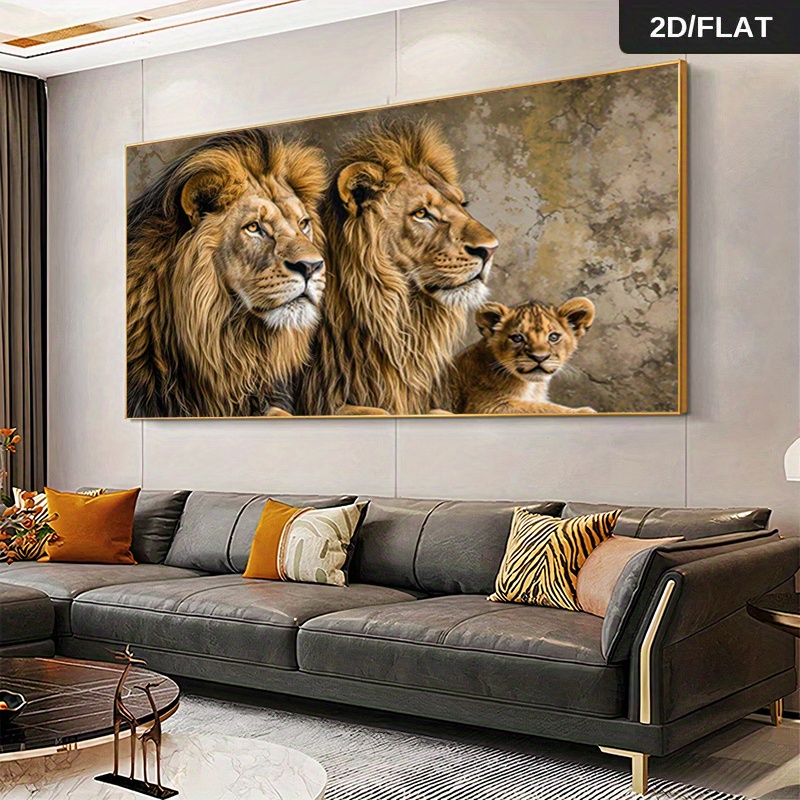 1 stuk Extra Groot Modern Abstract Leeuwenfamilie Portret Canvas Wanddecoratie