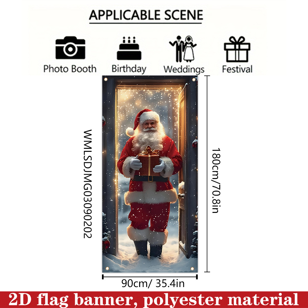 TEMU Bannière de porte 2D plate, bannière de porte 2D, bannière drapeau 2D, 1 pièce couverture de porte de Noël, 180cm * 90cm/70.8in * 35.4in,