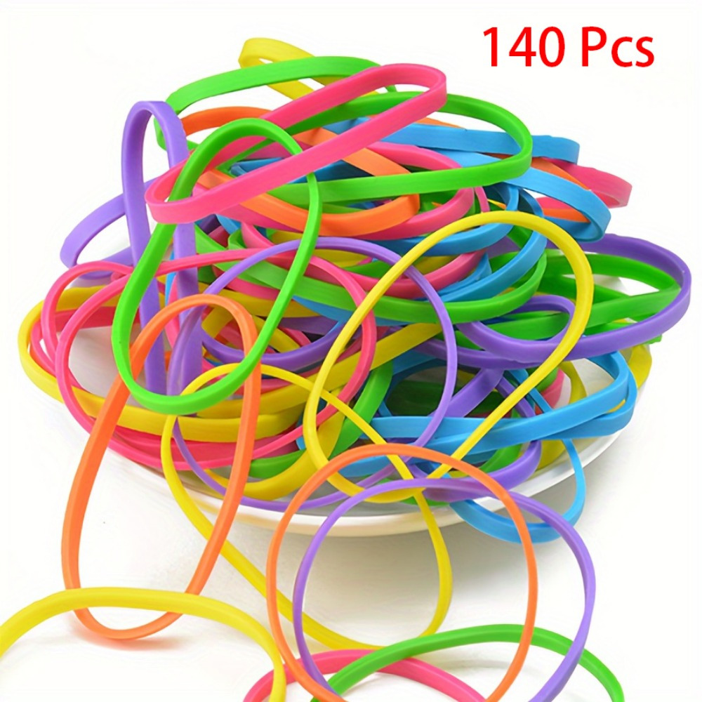 140pcs/ Synthetic Rubber Bands - High Elasticity And Durability, Multicolor, Ideal For Home Organization And Office Supplies