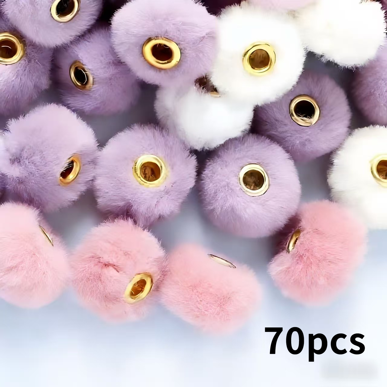 Image of 70 Plush Beads With Large Metal Rings Diy Bracelet Necklace Earring Making Materials Christmas Valentine's Day Birthday Gift Soft Handmade Creative Accessories