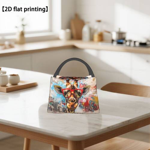imagen del artículo lonchera aislante de 1 pieza con diseño de de tinta - bolsa tote reutilizable, bolsa térmica multifuncional, material de limpiar, unisex, adecuada para picnics, , parque, tela , forma , para viajes, sin , 10.6x6.3x6.7