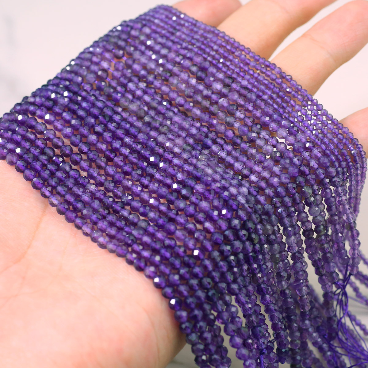 TEMU Naturale /3/4mm, Viola Uniformemente Denso con , Perline Sciolte Forate, Adatte per Materiali per Creazione di Gioielli Fai da Te, Artigianato,