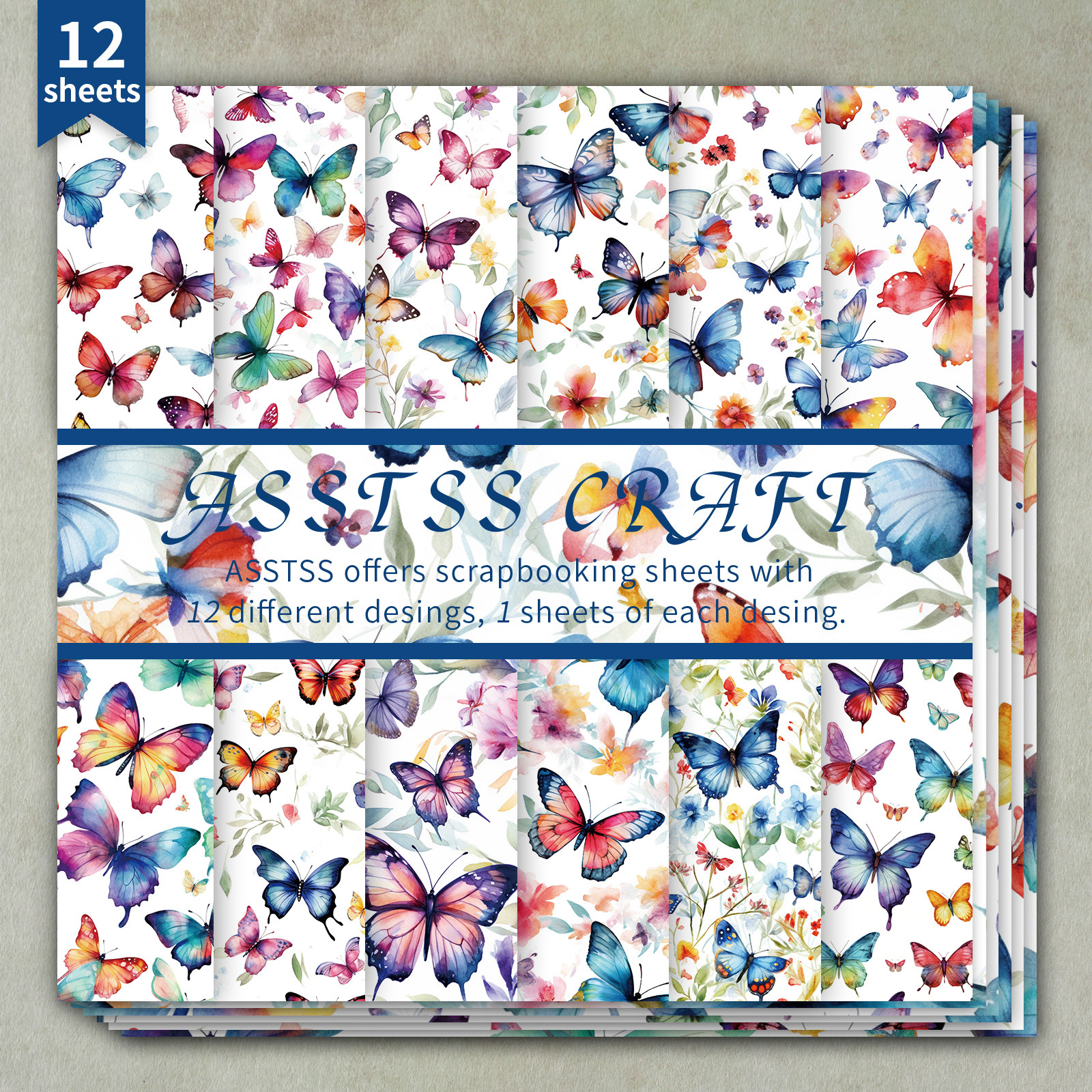 TEMU A 12-sheet Paper Pad Measuring 6x6 Inches, Featuring A Watercolor Design. This Heavyweight Cardstock Is Perfect For Journaling, Collage Art,