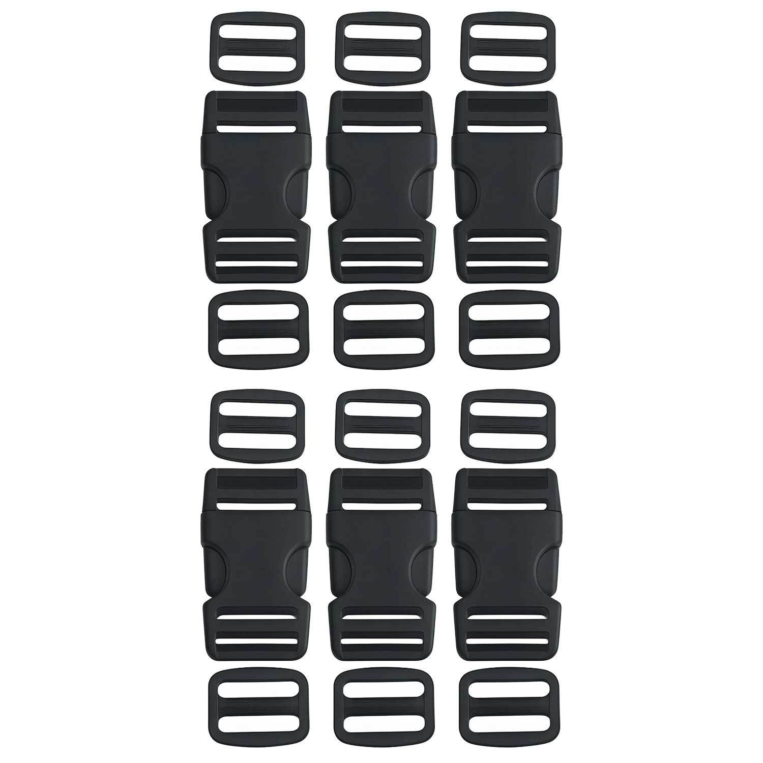 TEMU Kit de 18 boucles en plastique - 6 boucles à dégagement latéral + 12 clips coulissants de rechange pour sangle de sac à dos, fabrication de sacs