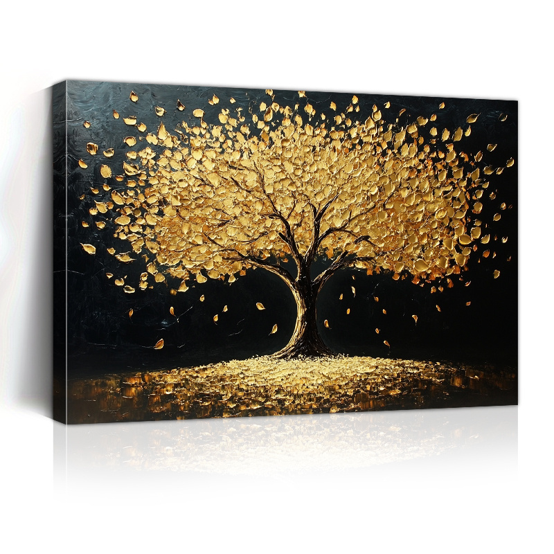 

[1pc Tree Of Life Canvas Wall Art] 1pc Tree Of Life Canvas Wall Art, Textured Acrylic Painting, Decor, Ready To Hang, For Living Room, Bedroom, Hallway