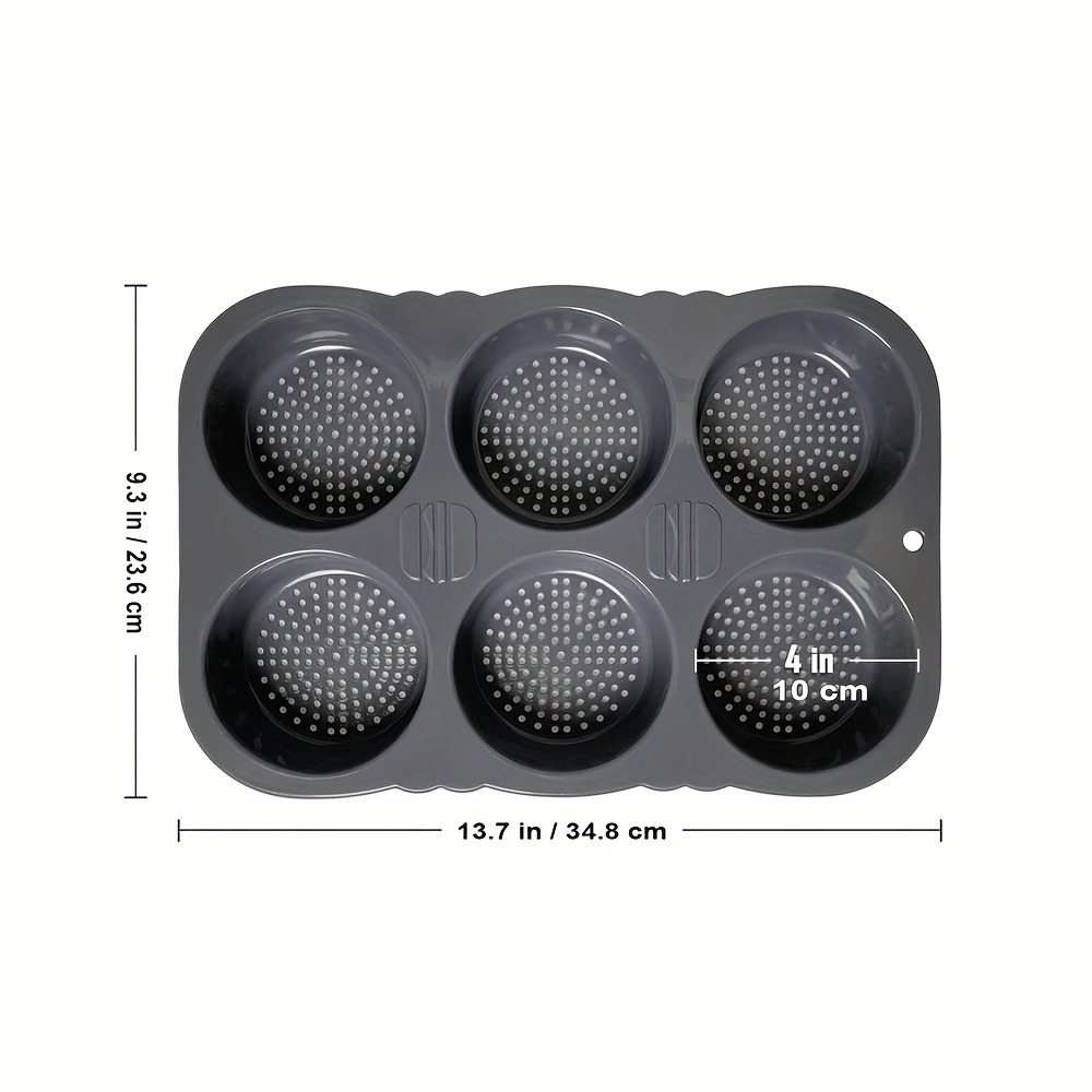 Round Cake Baking Pan - Hamburger Bun Pan - Baking Pan | 6-cup Large Baking Pan For Homemade Bread, Cakes, Tarts, Dishwasher Safe, Ideal For Christmas And Holiday Baking