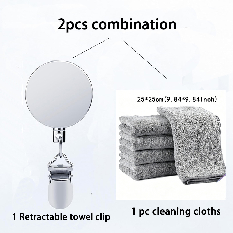TEMU 2pcs Set(1 Towel Clip+ 1 Cleaning Towel) Retractable Kitchen Towel Clip Holder, Wall-mounted Kitchen Towel Hook With Strong Adhesive, 60.96cm