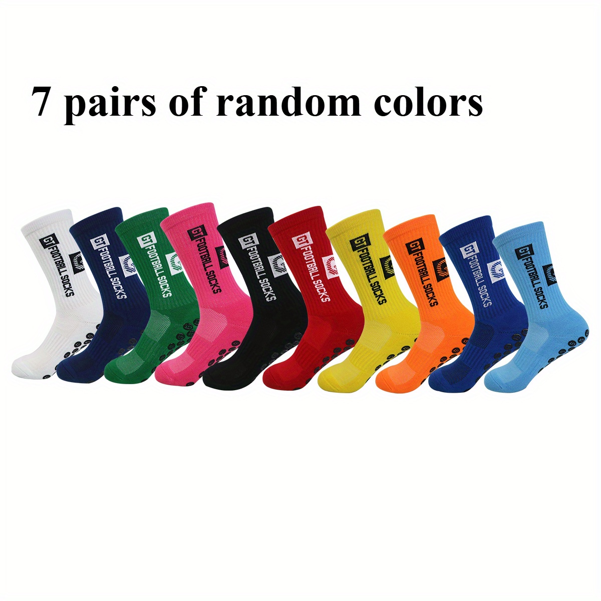 E-shop 7 Paar Rutschfeste Sportsocken mit Anti-Rutsch-Griff, Bunte Mid-Calf-Sportsocken mit Buchstabendesign für Männer & Frauen - Fußball, Basketball,
