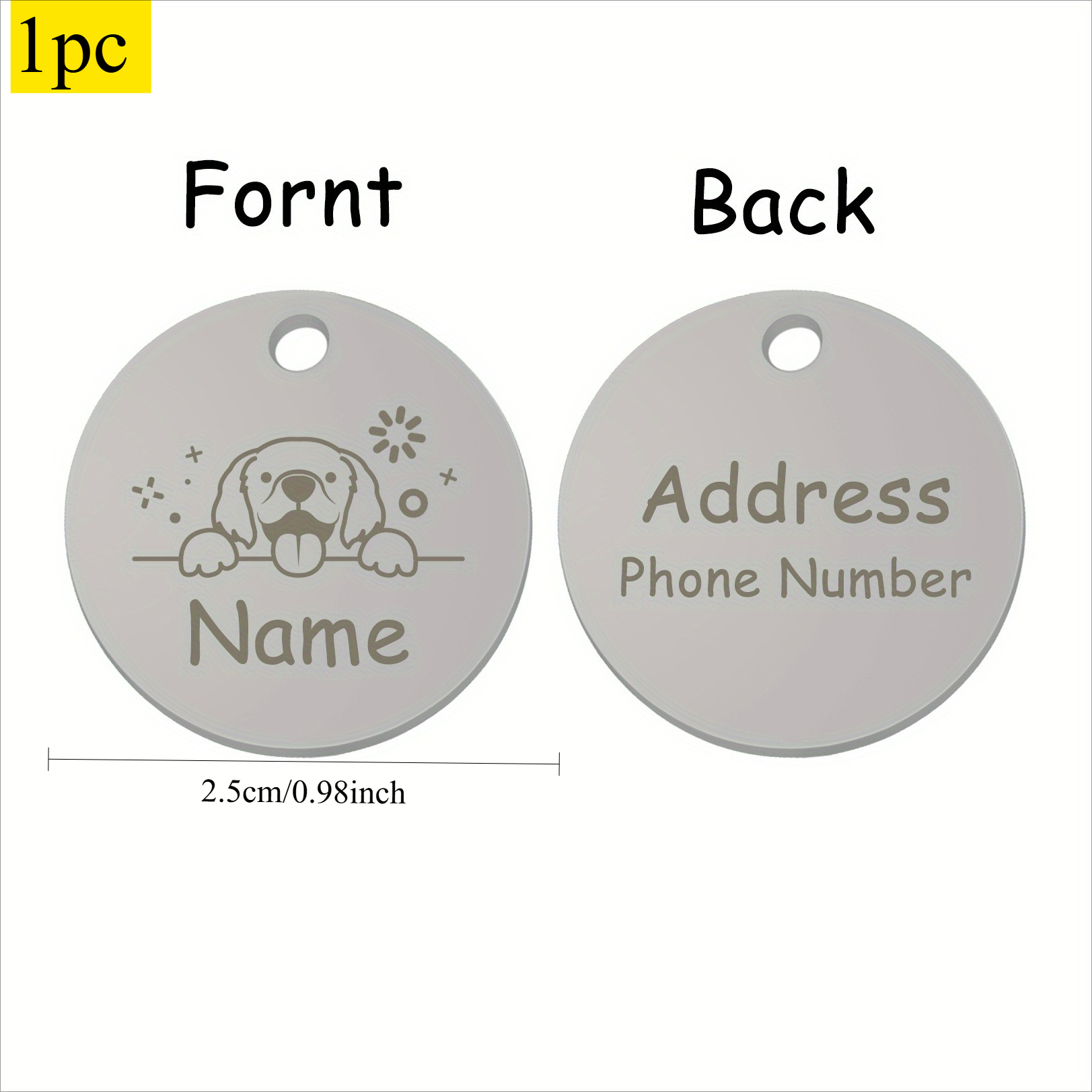 Custom Round Dog Tag with Personalized Information