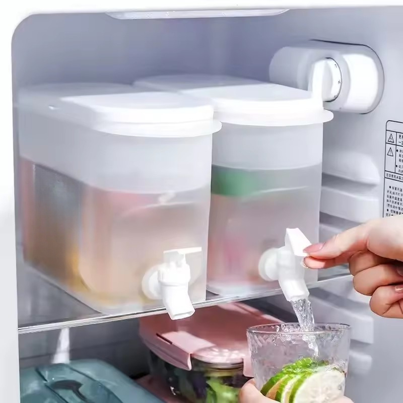 3.5L Large Capacity Refrigerator Water Dispenser with Spigot Tap - No Electricity Needed, Space-Saving Beverage Pitcher for Cold Drinks, Iced Water & Refreshing Drinks, High-Quality Kitchen Accessory, Spillproof Dispenser | Square Shaped Pitcher | Highcapacity Dispenser, Beverage Dispenser for Fridge