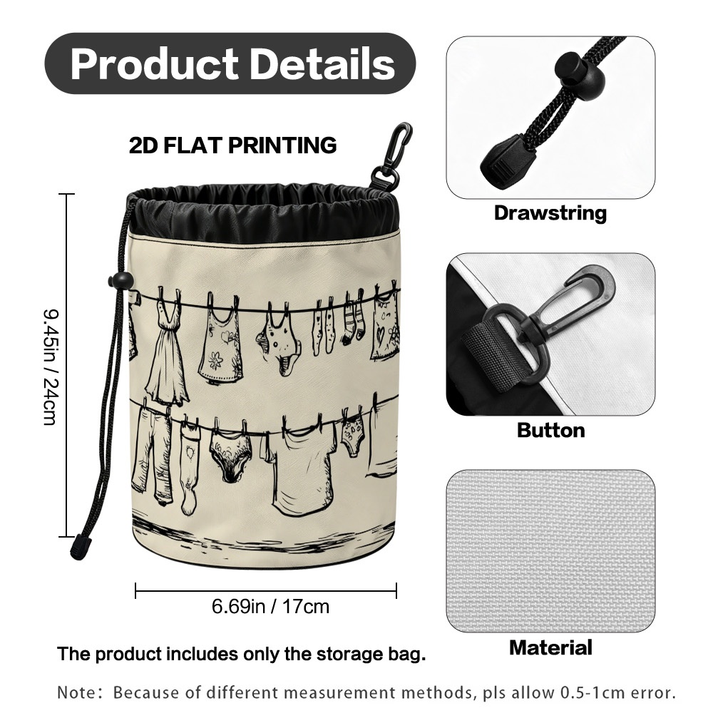 TEMU 1pc Hanging Clothespin Storage Bag With Holder - Tear-resistant Fabric Suitable For Laundry Room, Drying Essentials, Space- For Clothespins,
