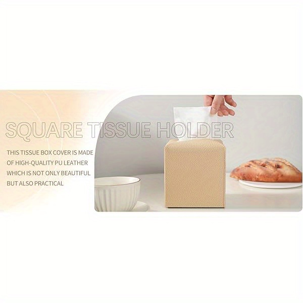 2 pack tissue box cover square   leather tissue holder decorative facial tissue cube paper organizer dispenser for bathroom night stands desk car   matte   grain Product details 2