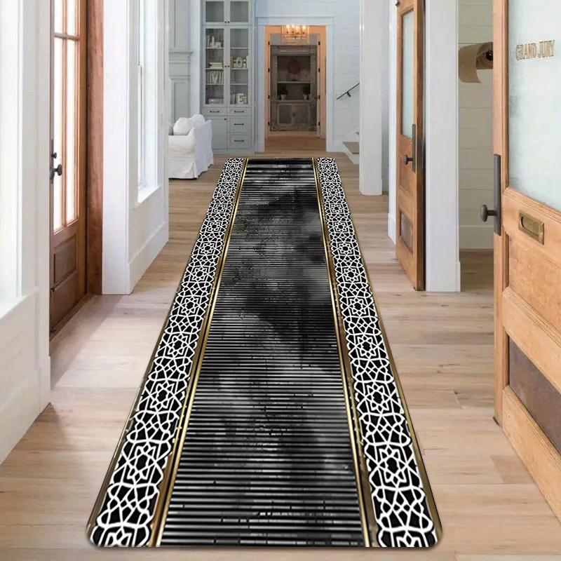 TEMU 1.2cm Thick , 1pc Light Pattern Absorbent Non-slip Rug, Long Strip Floor Mat, Nordic Hallway Carpet, Floor Mat, Bedside Rug For Home Use, Simple