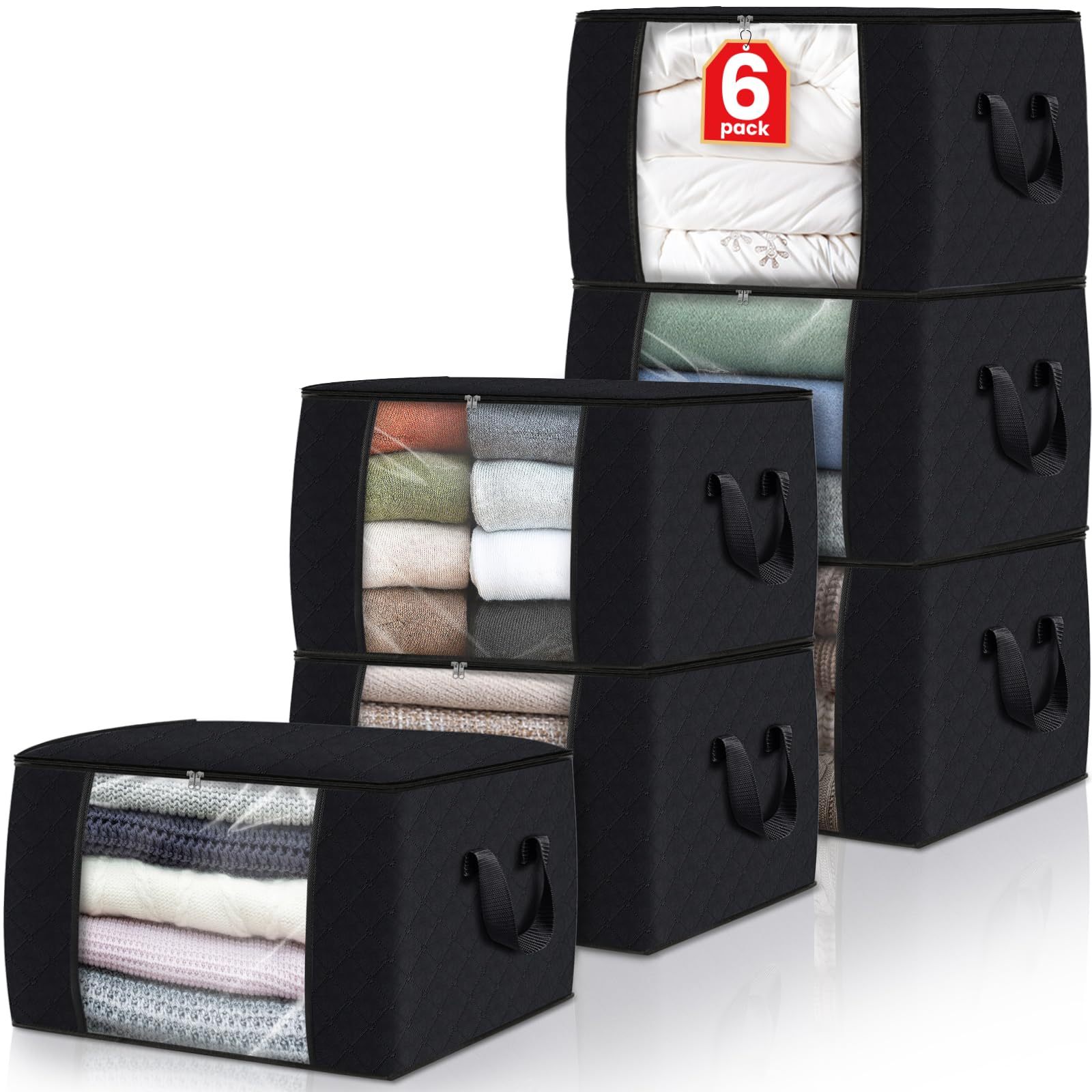 Large Collapsible Clothing Storage Bags with Transparent Windows