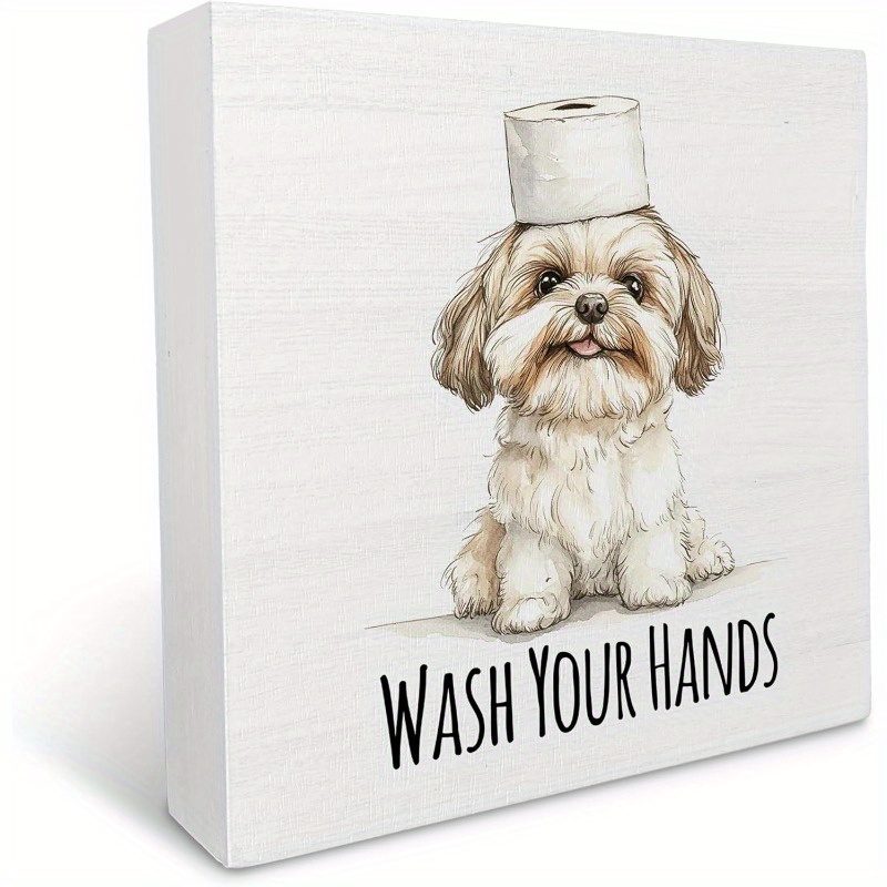 TEMU Plaque en Bois Mignonne Shih Tzu 2D Plate - Décoration pour Amoureux des Chiens, Visage Adorable de Shih Tzu, Décoration de Bureau/Étagère/Salle